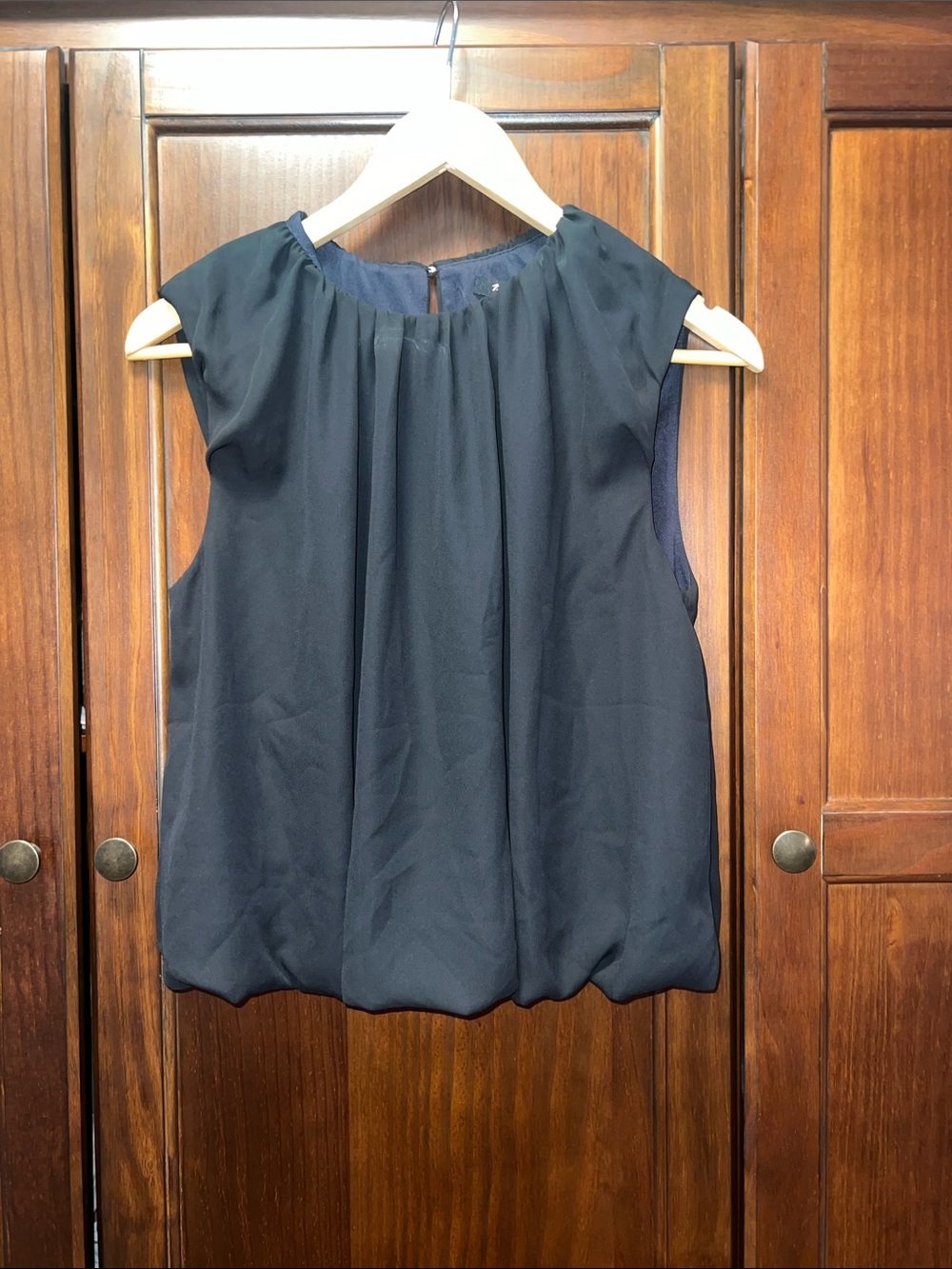 Madewell Chiffon Sleeveless Bubble Hem Pleated Top Blouse Black 4 NWT